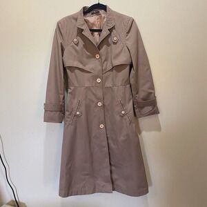 Fleet Street Trench Coat Women's Size‎ 10 Dusty Rose Long
